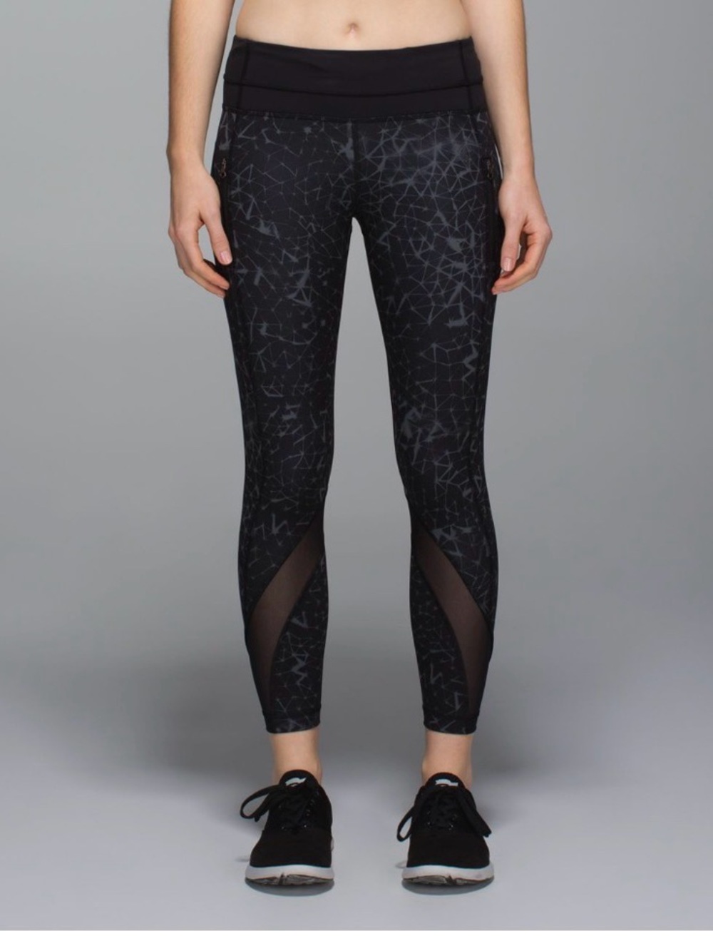 Lululemon Inspire Tight II - Star Crushed Coal Black / Mesh - Size 6